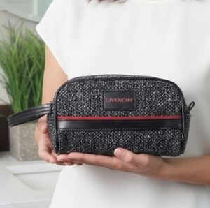 Givenchy Navy and Gray Toiletry Bag with Red Stripe